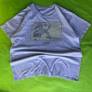 Large Nintendo The Legend of Zelda Link Video Game Shirt Gray Short Sleeve Adult